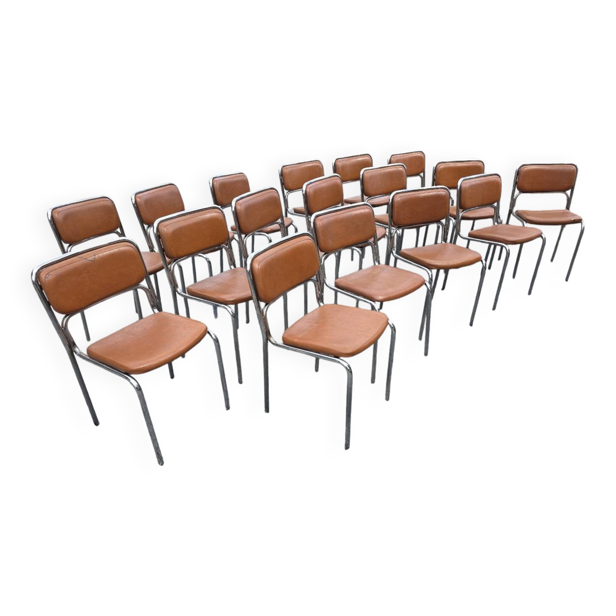 17 chrome metal bistro chairs from the 70s