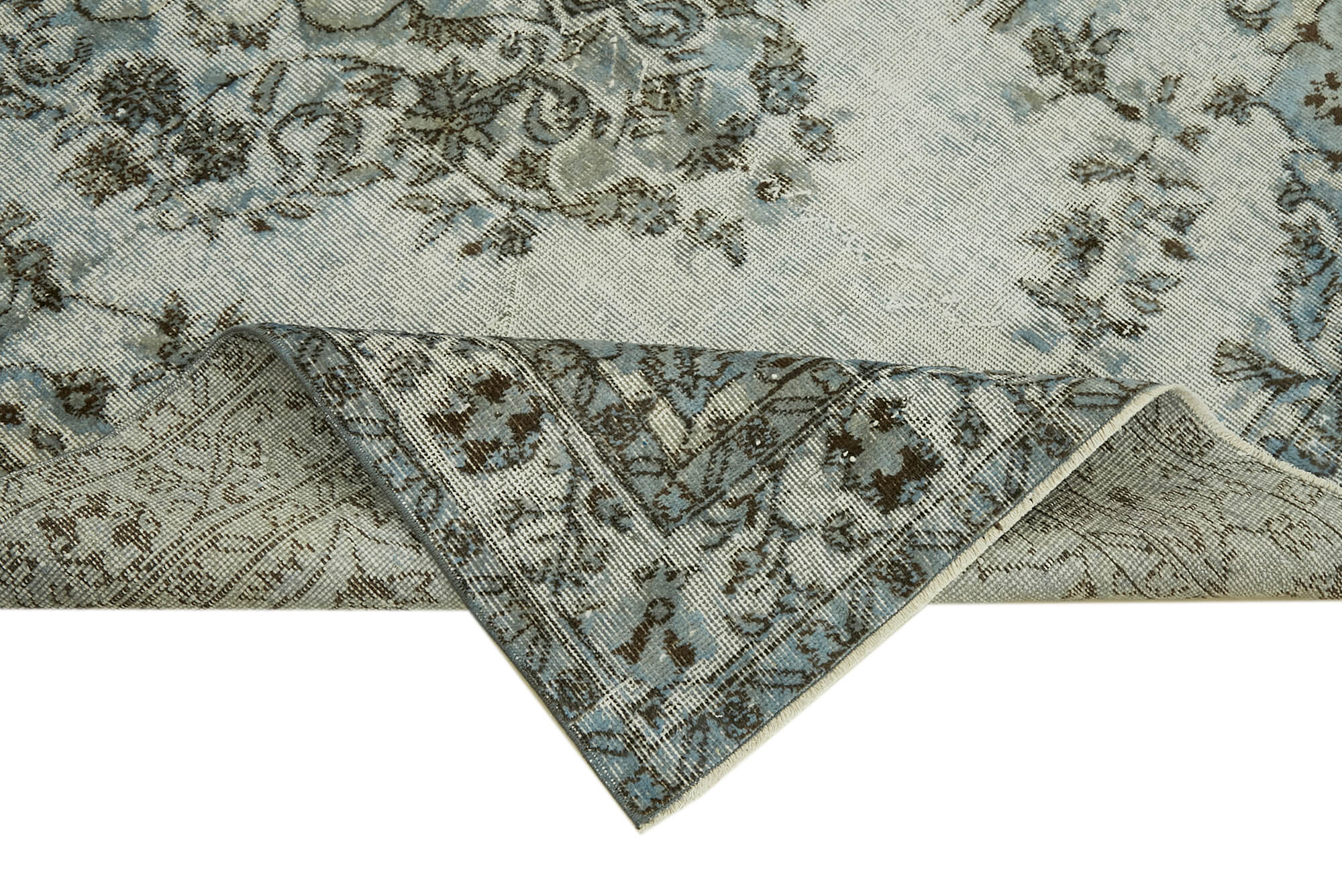 Handwoven unique oriental 1980s 160 cm x 265 cm blue rug