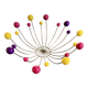 1950s fruit bowl, atomic sputnik, multicolored wooden balls and metal