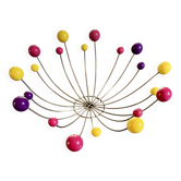 Coupe à fruits années 50 atomique sputnik boules bois multicolores et métal