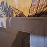 Rectangular mirror in light grey painted wood and beveled glass