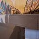 Rectangular mirror in light grey painted wood and beveled glass