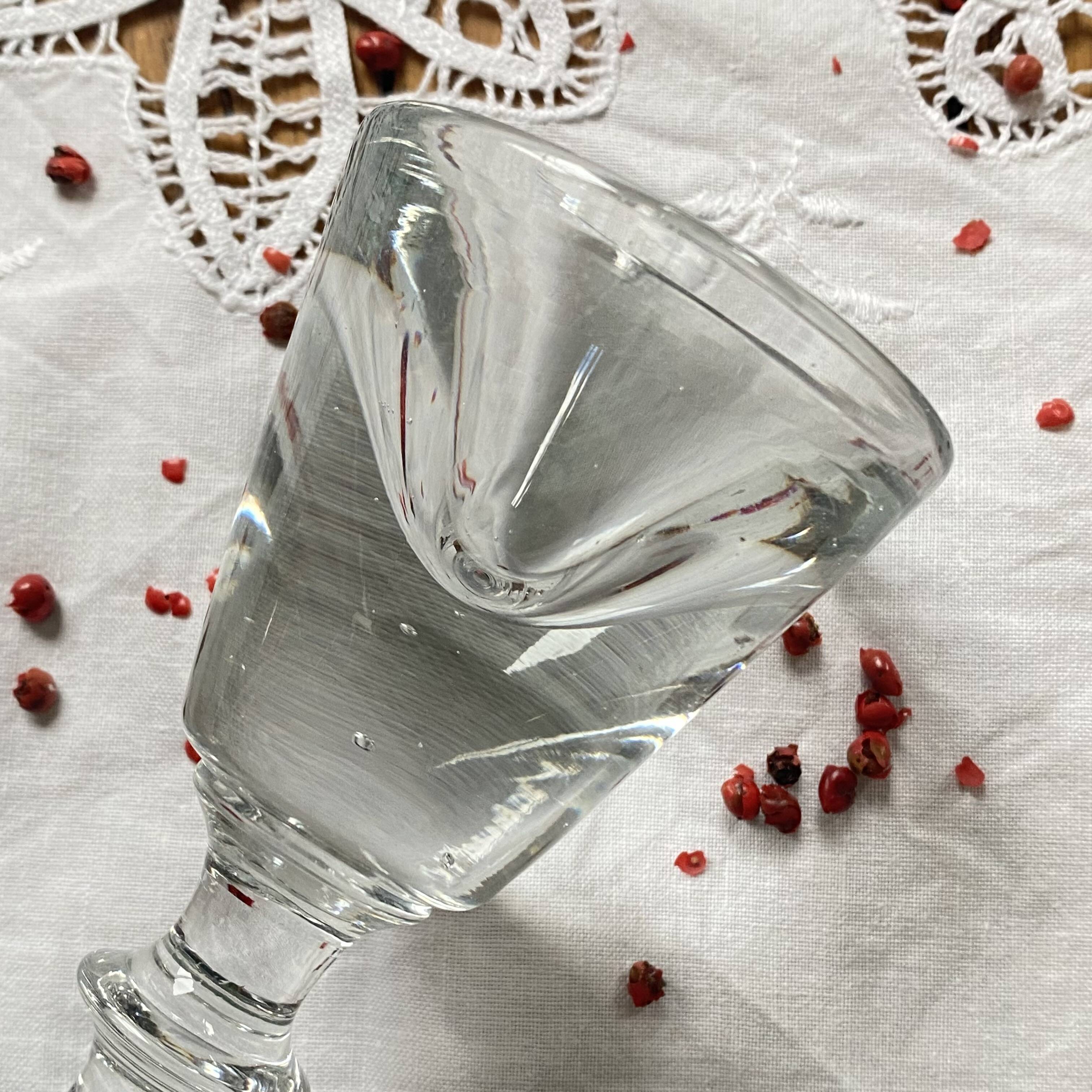 Antique late 19th century French bistro stemmed liqueur glass ACC-7275