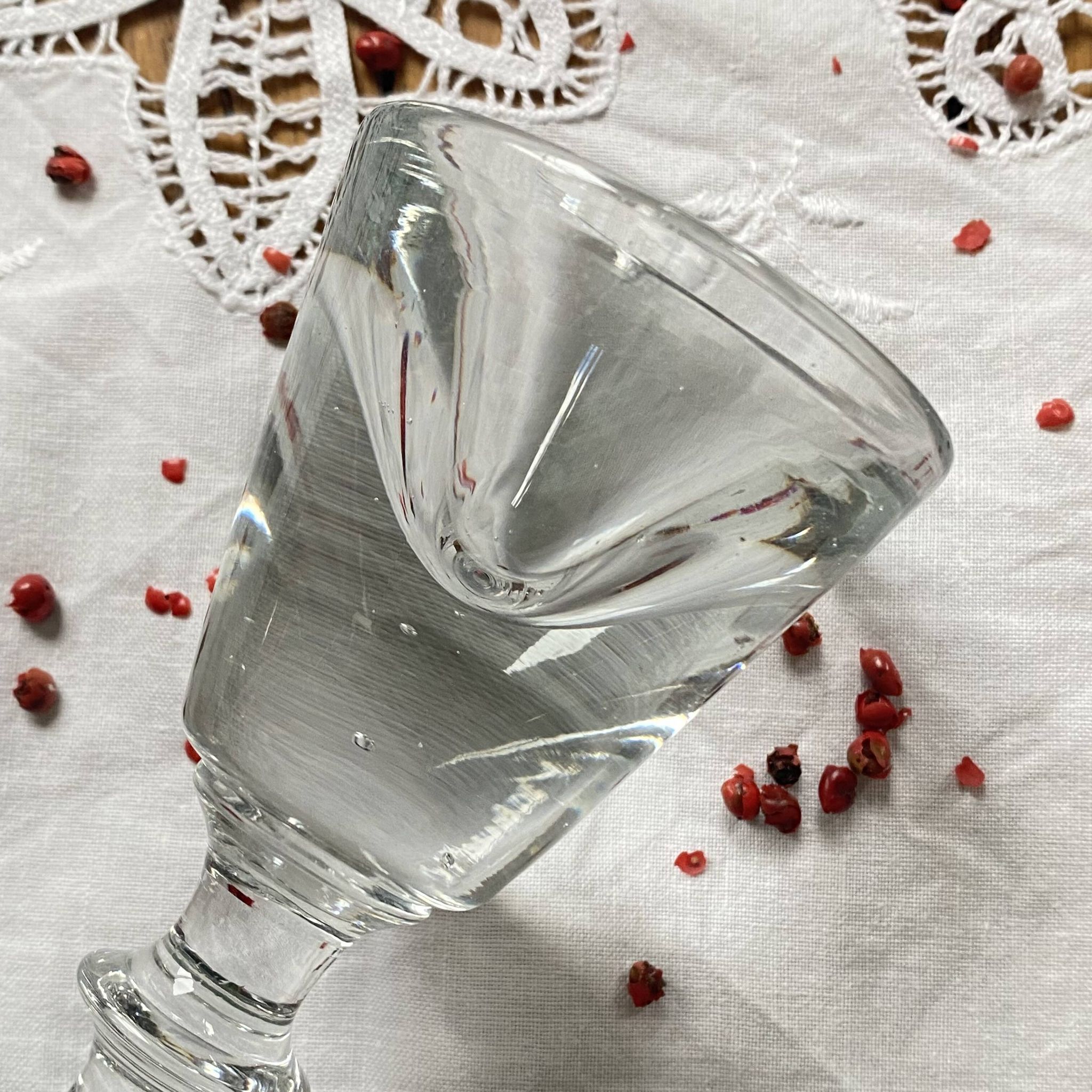 Antique late 19th century French bistro stemmed liqueur glass ACC-7275