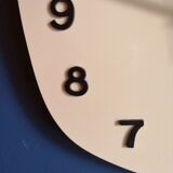 Clock formica vintage asymmetrical silent wall clock "Manufrance pale yellow"