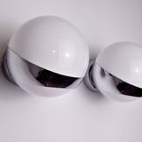 Pair of Space-age wall lights by Marca SL, white opaline, Spain, 1960