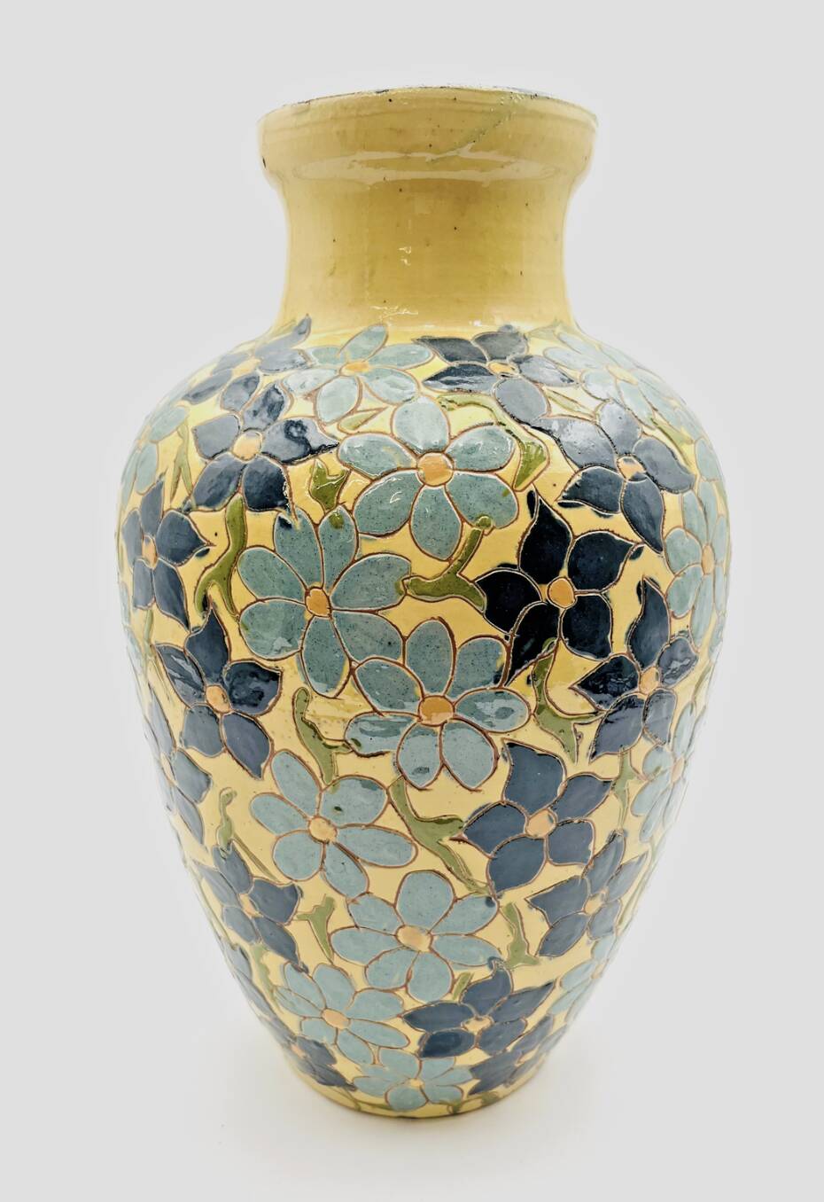 Glazed Savoyard pottery vase – floral decoration