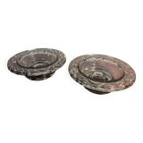 Pair of bubbled and ribbed glass candlesticks from the 70s