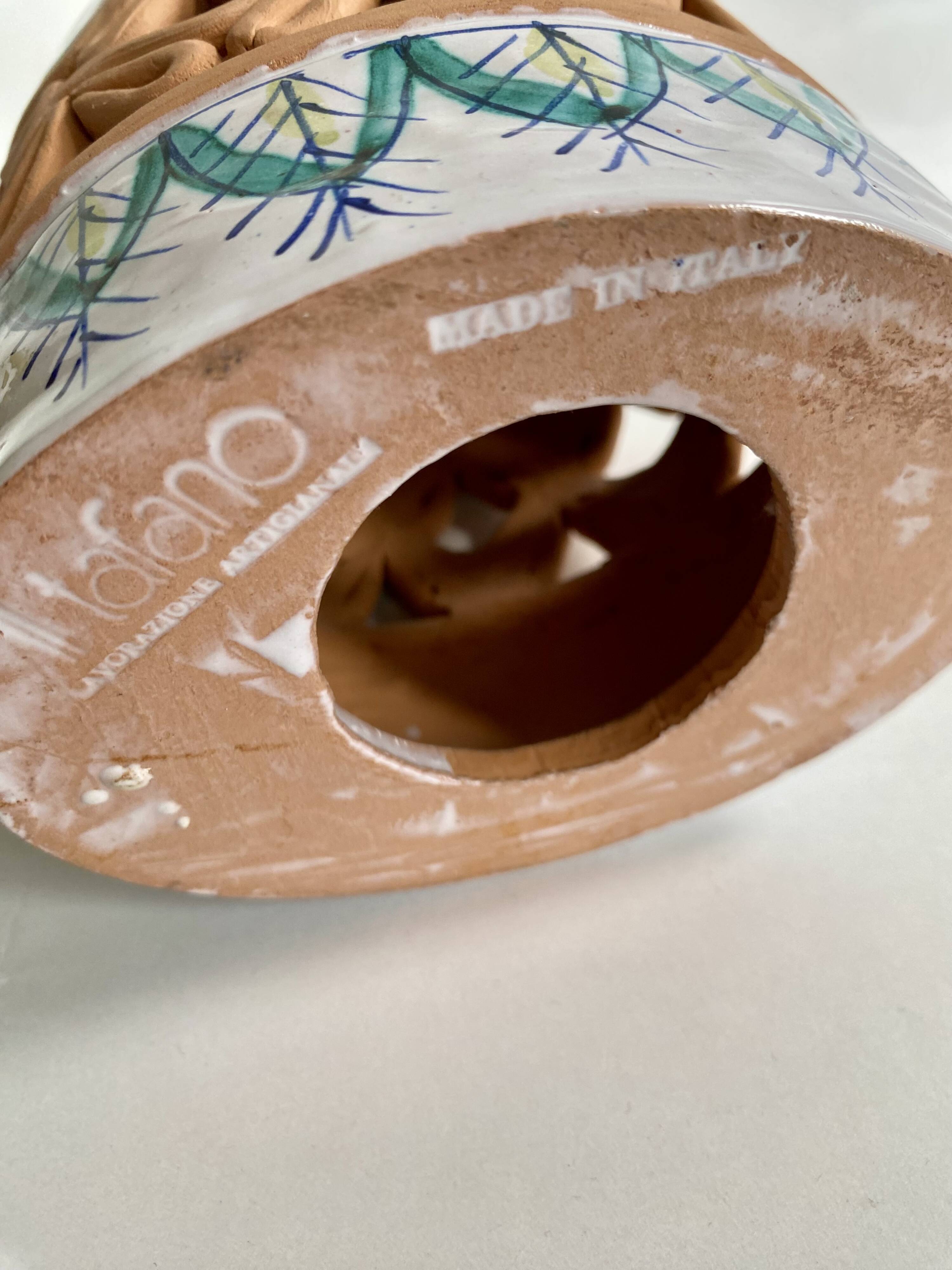 Lampe en céramique italienne, abat-jour en coton