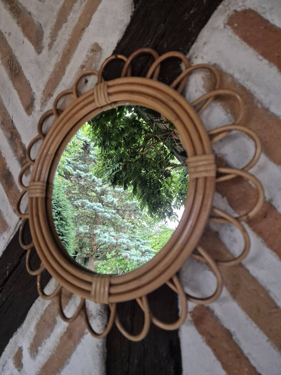 Vintage rattan mirror