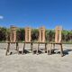 Set 4 vintage brutalist dining chairs De Puydt Belgium solid oak