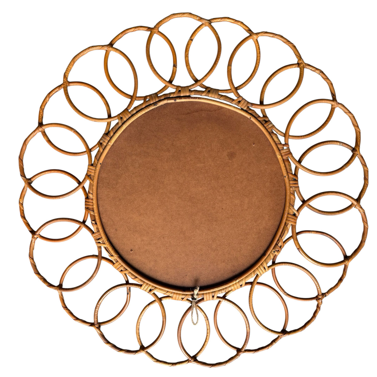 Round rattan mirror from the 1950s France
