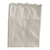 White cotton pillowcase with monogram BC.