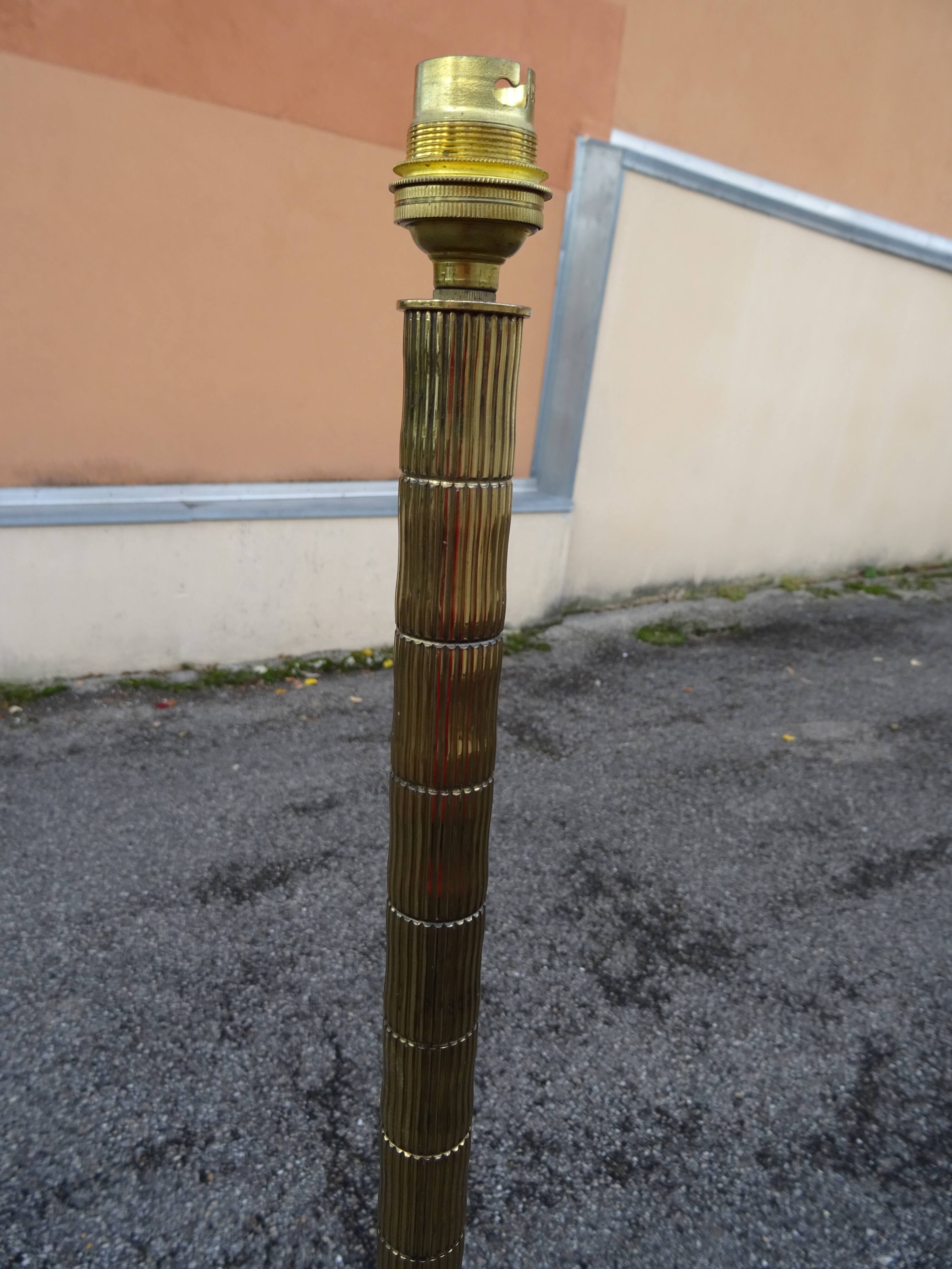 Vintage 70s bronze imitation bamboo floor lamp