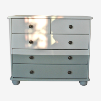 Off-white and gray green chest of drawers