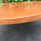 Vintage coffee table round compass legs top in glass and teak wood