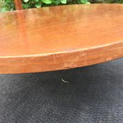 Vintage coffee table round compass legs top in glass and teak wood
