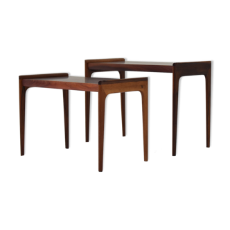 Ensemble de deux tables gigognes en palissandre du Danemark années 1950