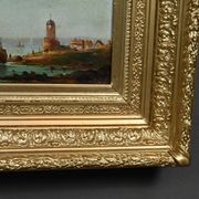 Tableau "Sailboats on the Mediterranean", oil on panel, French school of the 19th century.