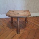Brutalist oak tabouret