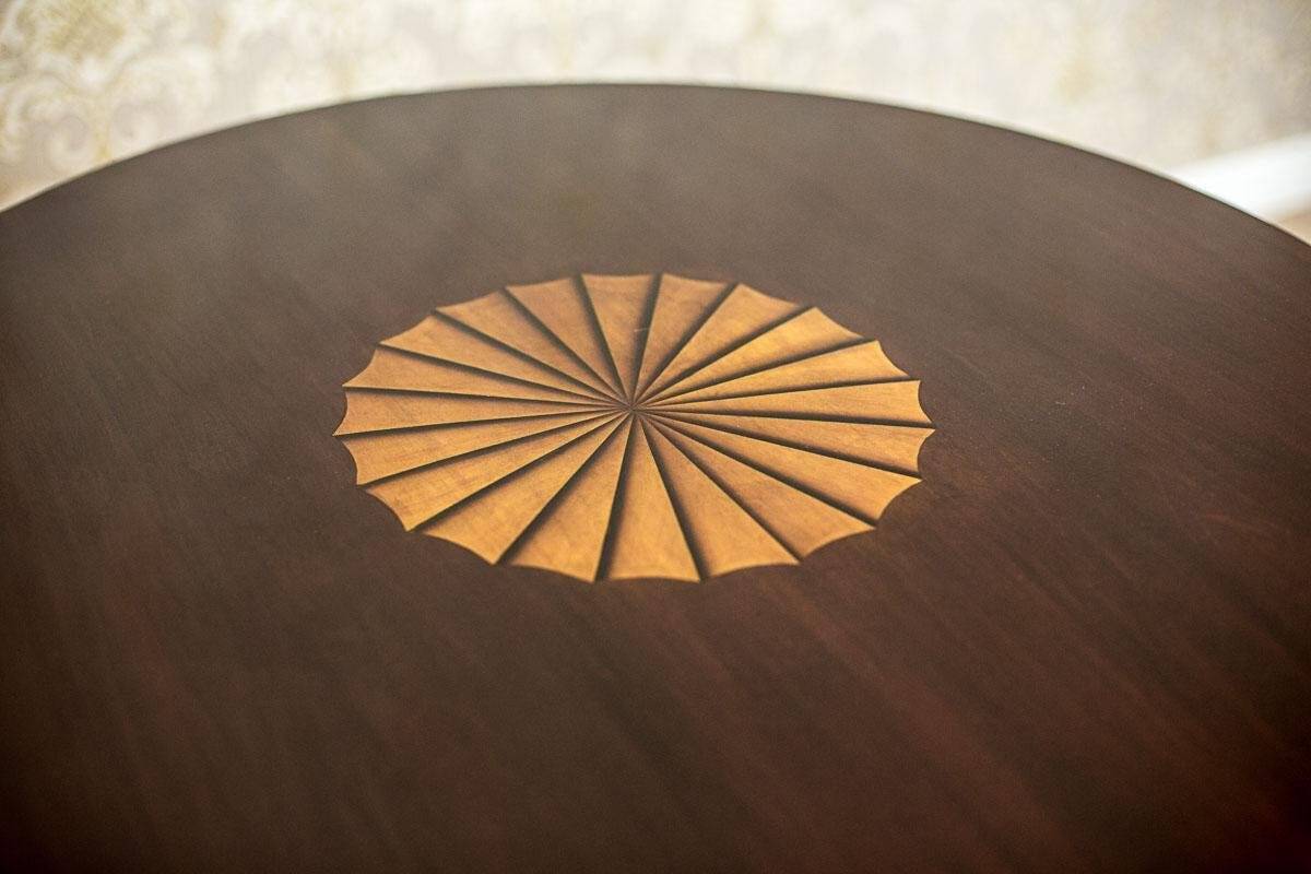 Round Table with Upholstered Chairs, 1950s, Set of 5