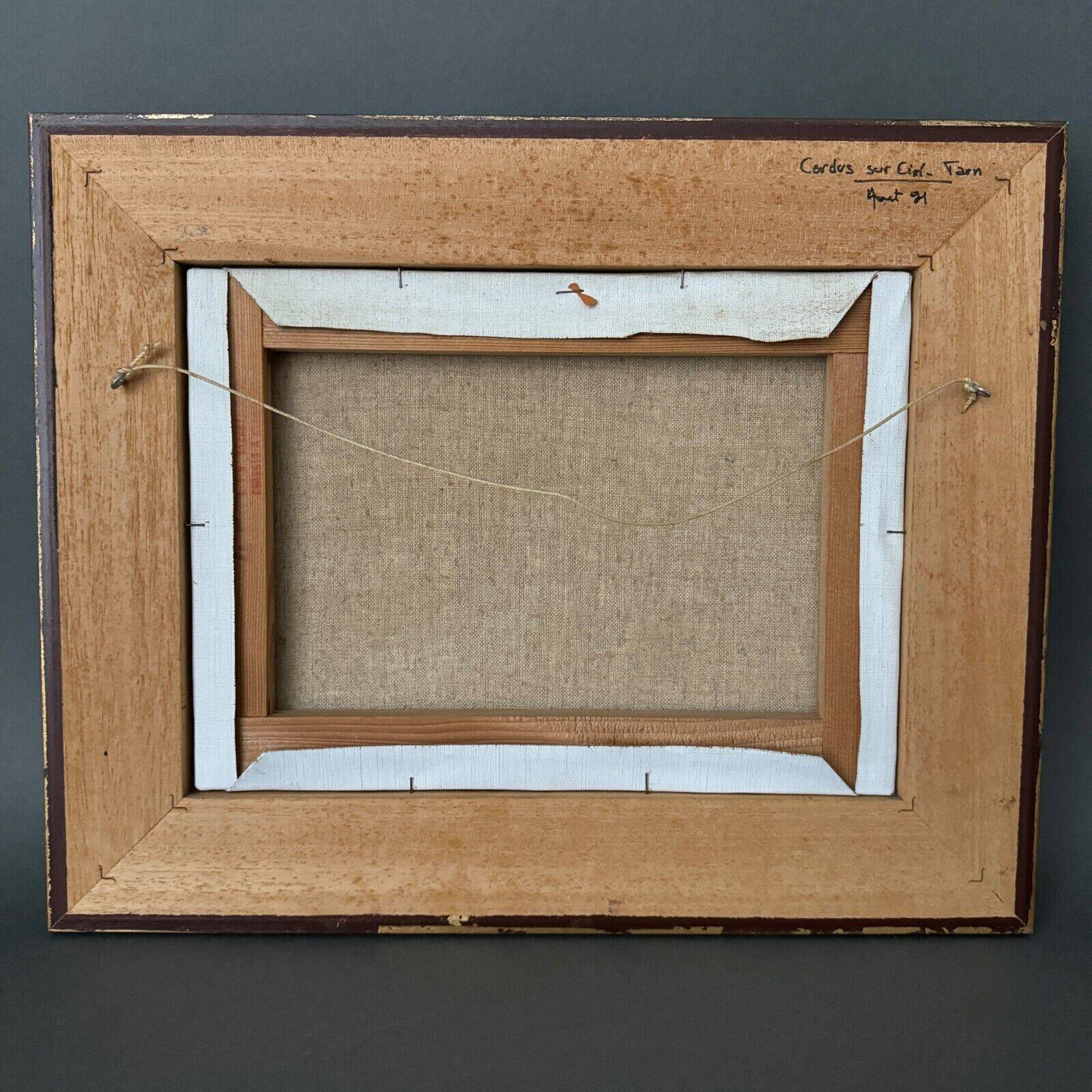 Oil on canvas by C. Theron Cordes-sur-Ciel Tarn 1991