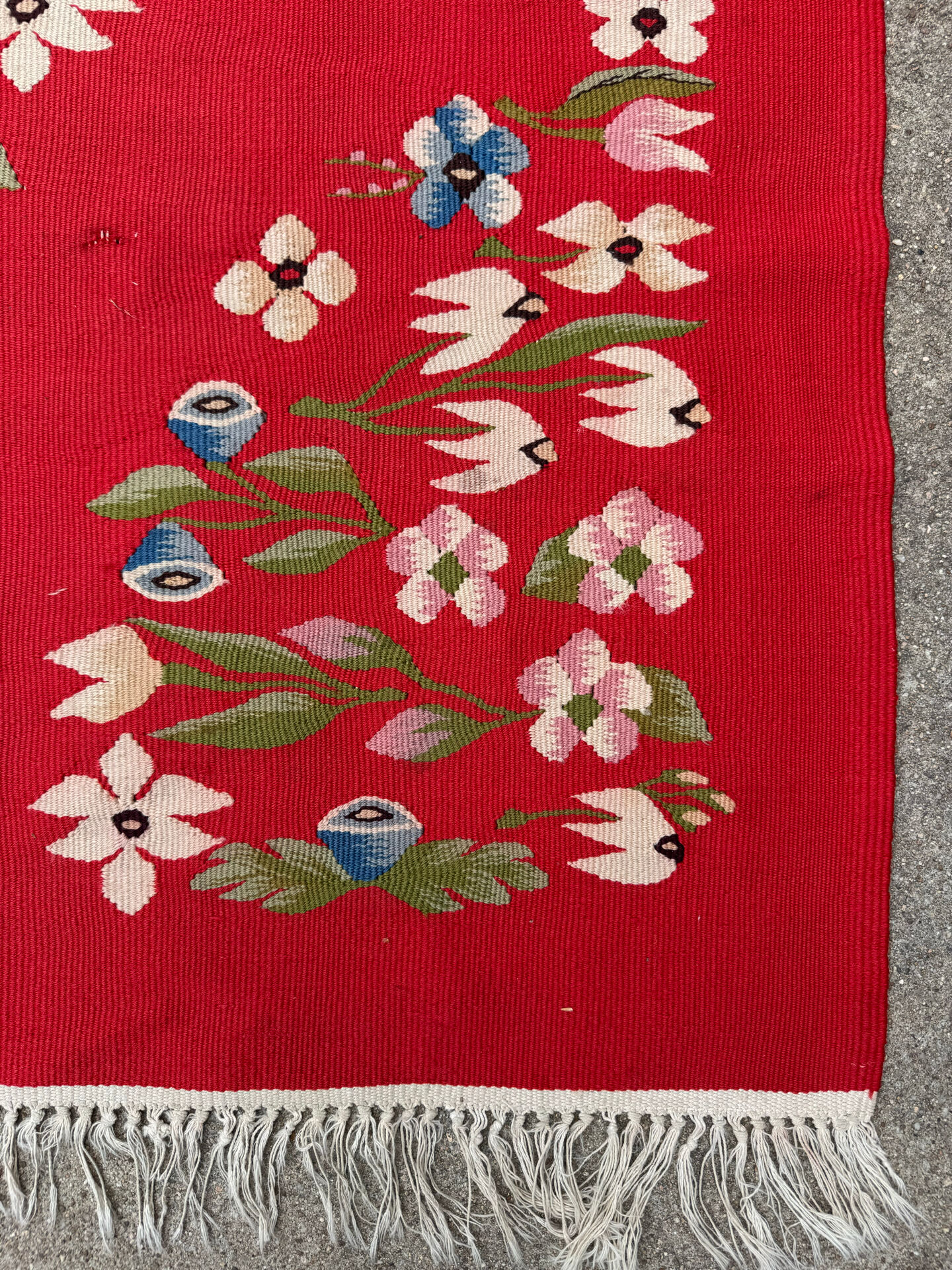 Romanian kilim rug from the 1950s