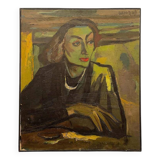 Portait de femme Fauviste 'Colette', LUC PEROT,tableau huile sur toile 1947