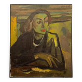 Portrait of a Fauvist woman 'Colette', LUC PEROT, oil on canvas painting 1947