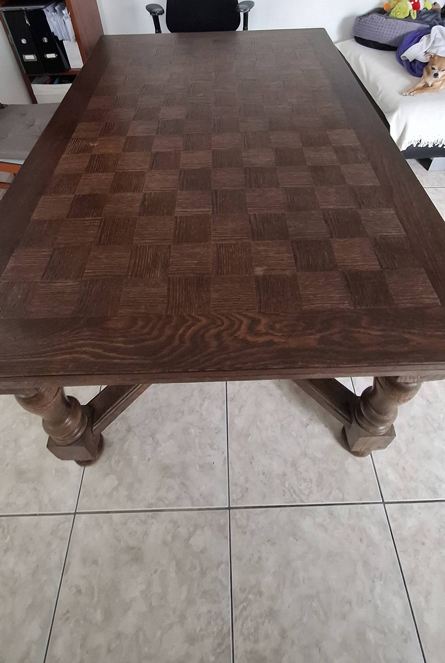 solid wood dining table the monastic with a checkerboard top