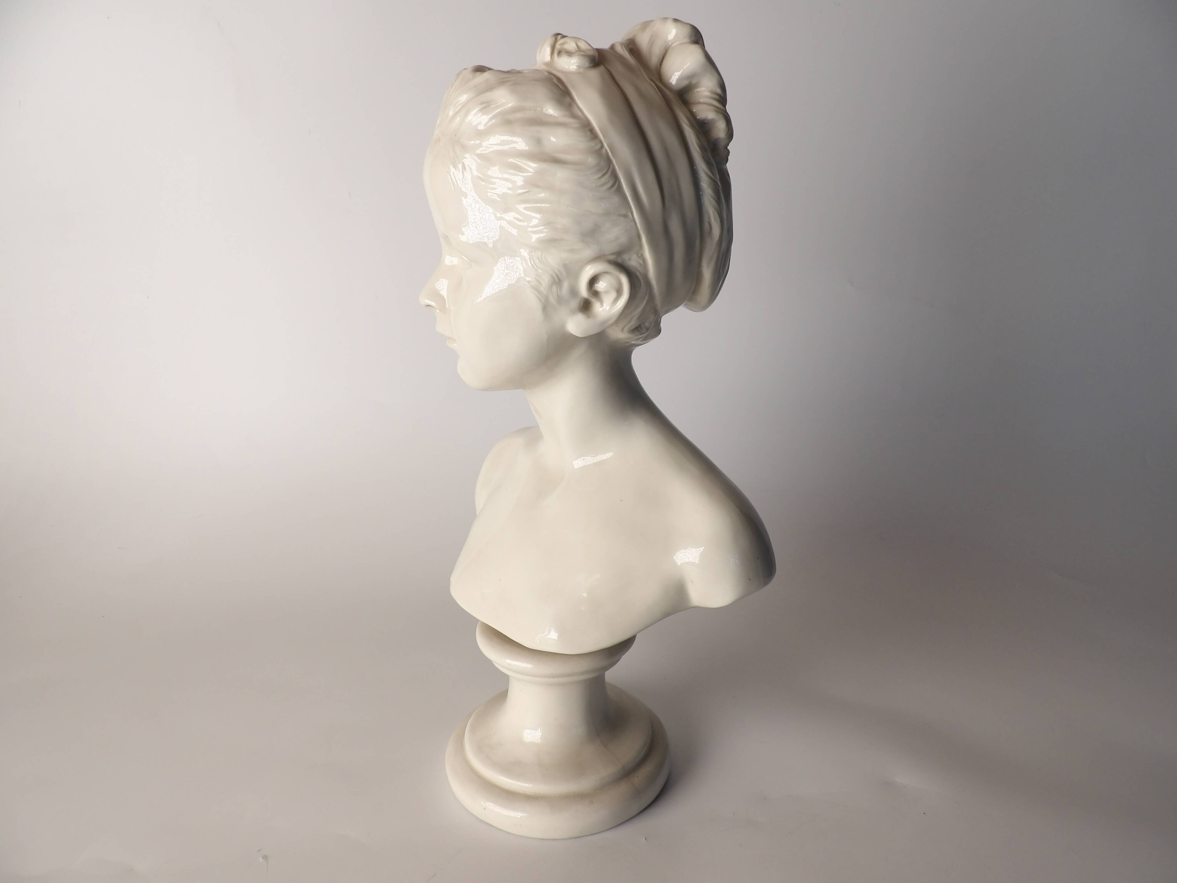 Ceramic bust of a woman after houdon