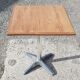 Foldable bistro table with teak top and aluminum base
