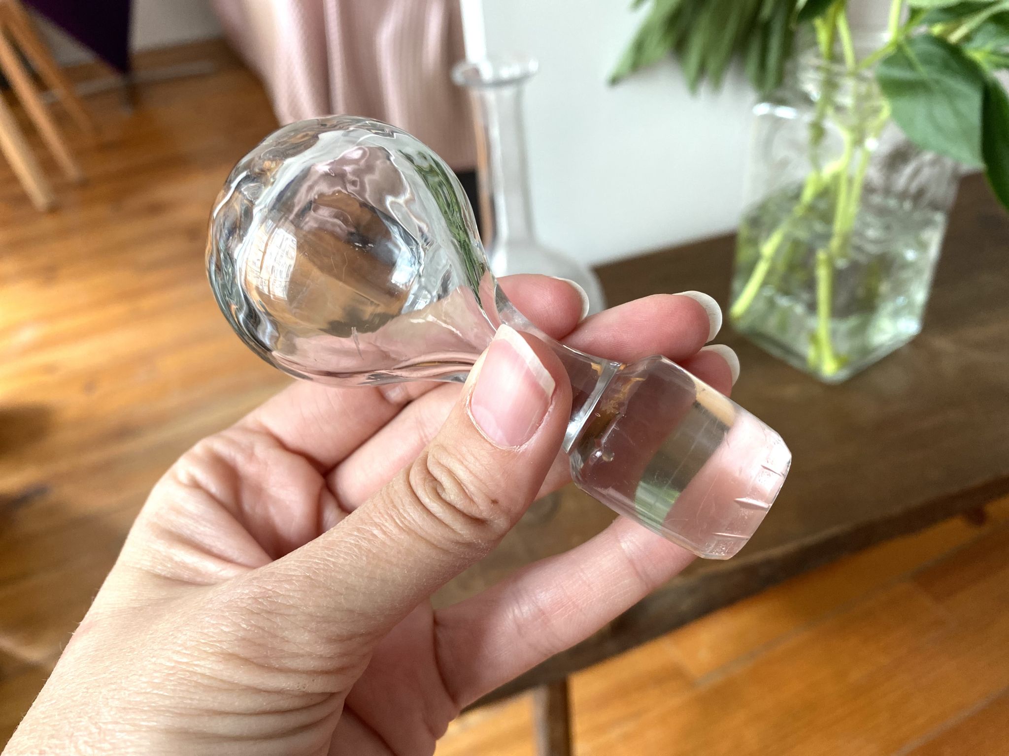 Vintage 60s chiseled glass decanter