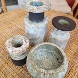 Set of 4 signed enameled vases