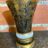 Ancient vase monaco glass polychrome black + gold vintage