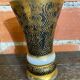 Ancient vase monaco glass polychrome black + gold vintage