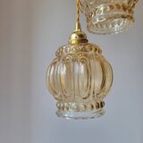 Duo of molded glass pendant lights