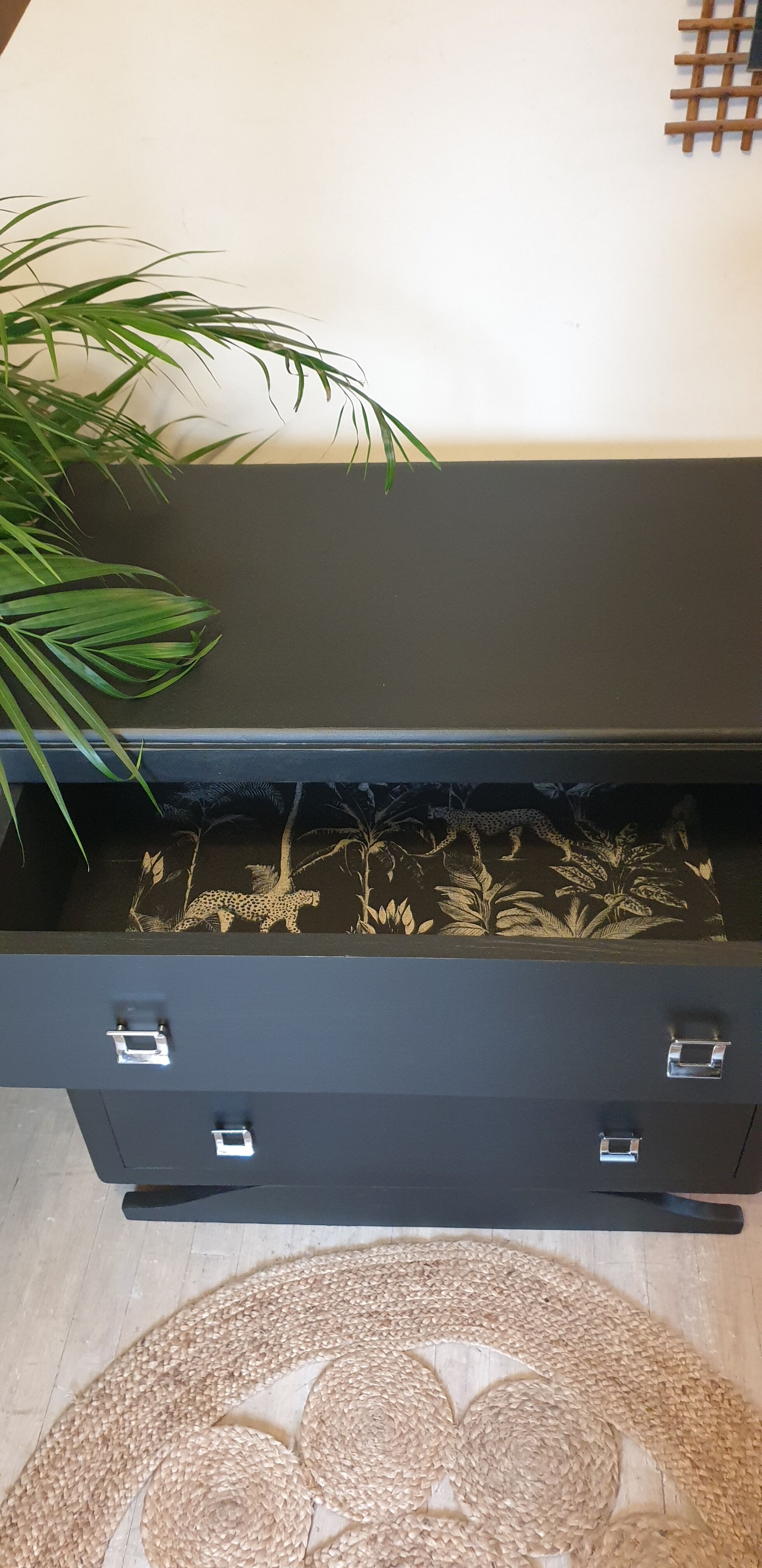 Mat black art deco dresser