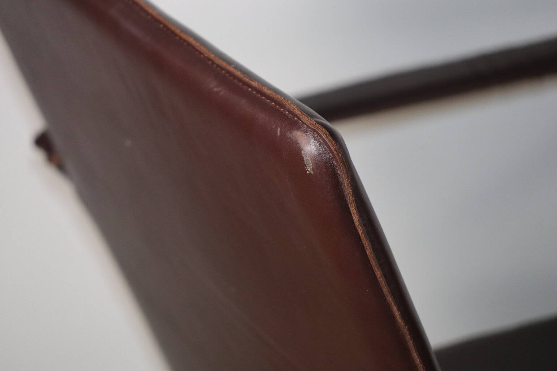 Pair of leather and chrome metal armchairs, Italy - 1970