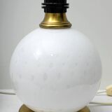 Pair of Mid-Century Modern Brass and Blown Murano Glass Table Lamps, 1970s