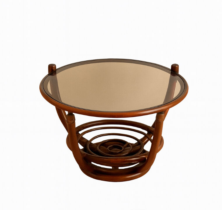 Curved rattan coffee table