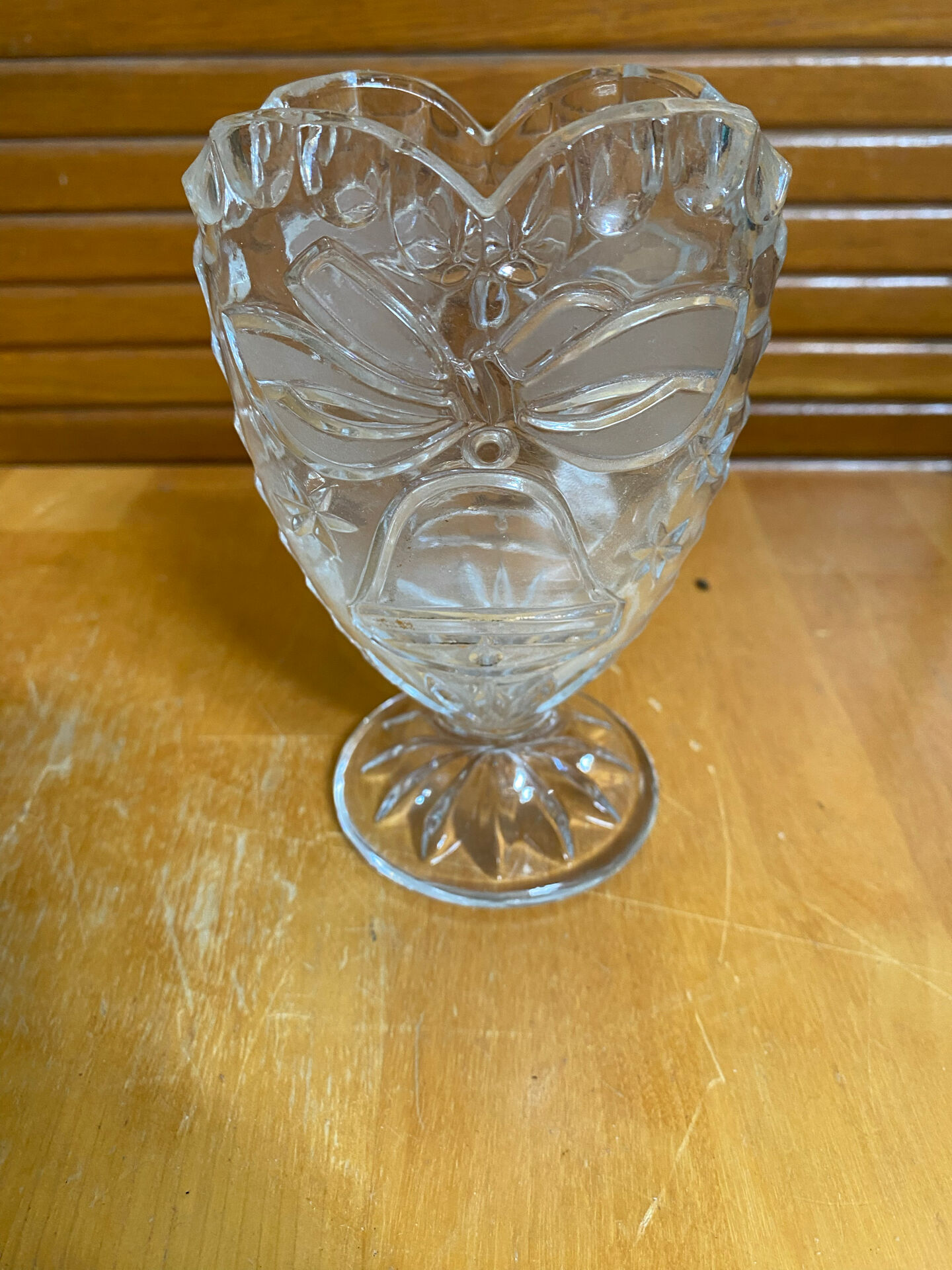 Antique Vase ANNA HUTTE Cut Crystal Bell Shape Vintage #E165