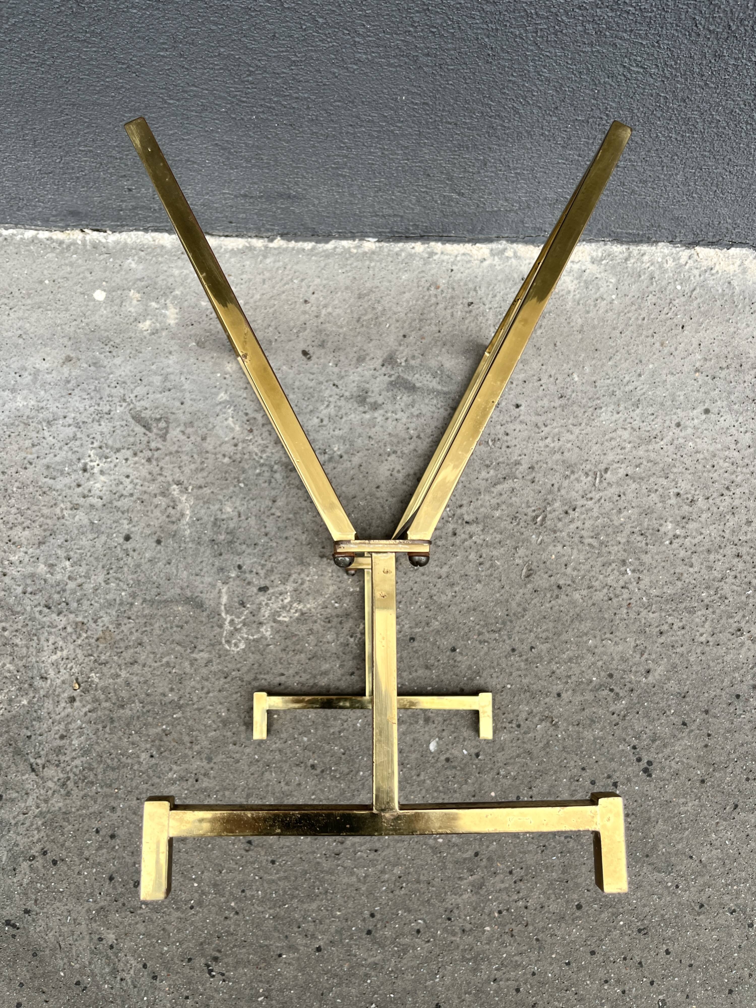 50s brass magazine rack, vintage design magazine rack