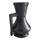 Modernist pitcher in black ceramic / handcrafted / vintage / France / 60s / mid-century / 20th century / kergonan