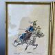 3 old engravings of horses / triptych riders golden frame