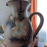 Jug vintage stoneware Vallauris pyrité