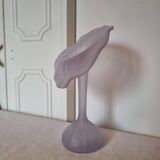 1960s Designer "Jack In The Pulpit" Flower Shaped Blown Glass Vase Lilac Color