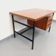 Vintage modernist double-sided desk in mahogany and black metal from the 1960s