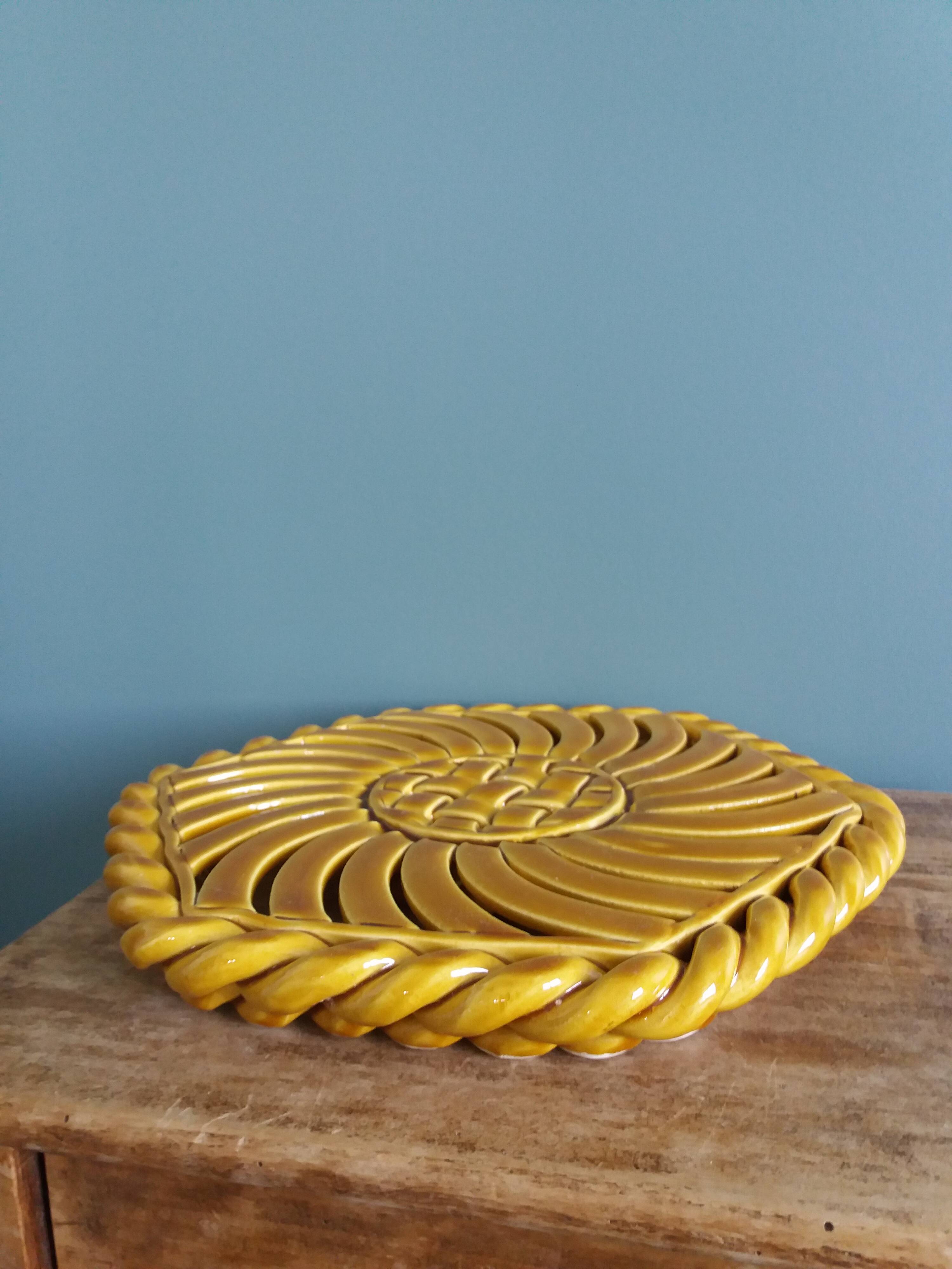 FPP Vallauris barbotine trivets, bottle coasters and knife holders