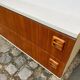 Large Scandinavian low sideboard 220x50cm solid teak & white TV unit 196